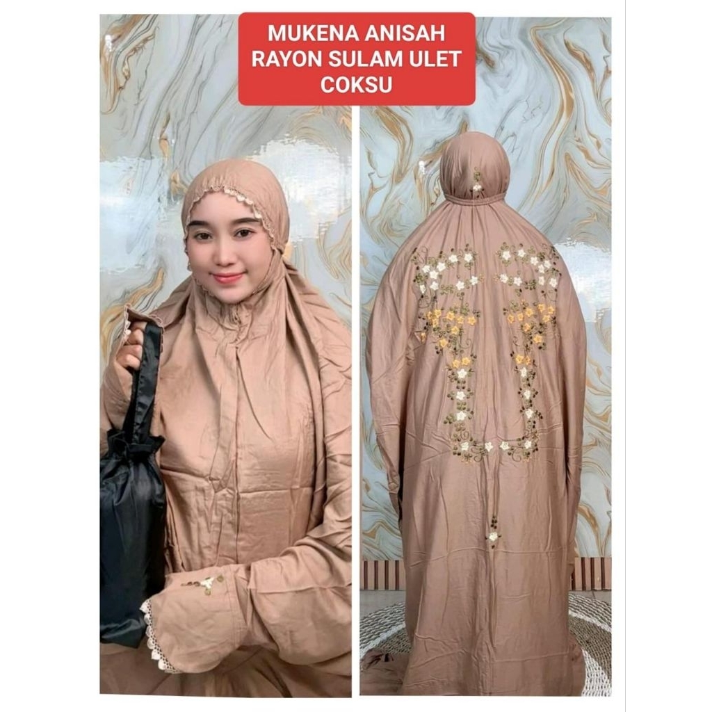 Mukena Terusan Dewasa Rayon Sulam