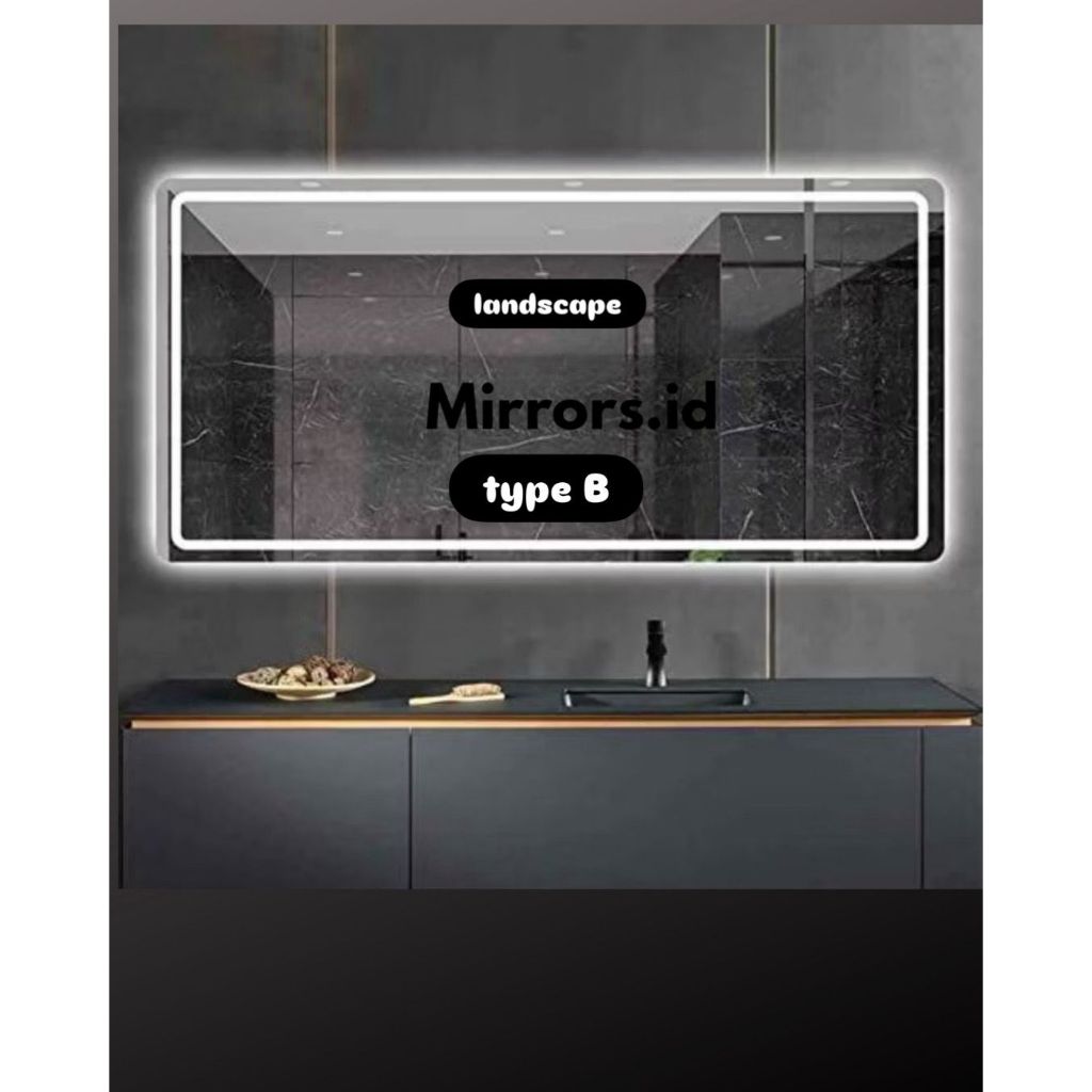 Cermin LED Persegi Touchscreen Mirror Cermin Kamar Mandi Aeshtetic