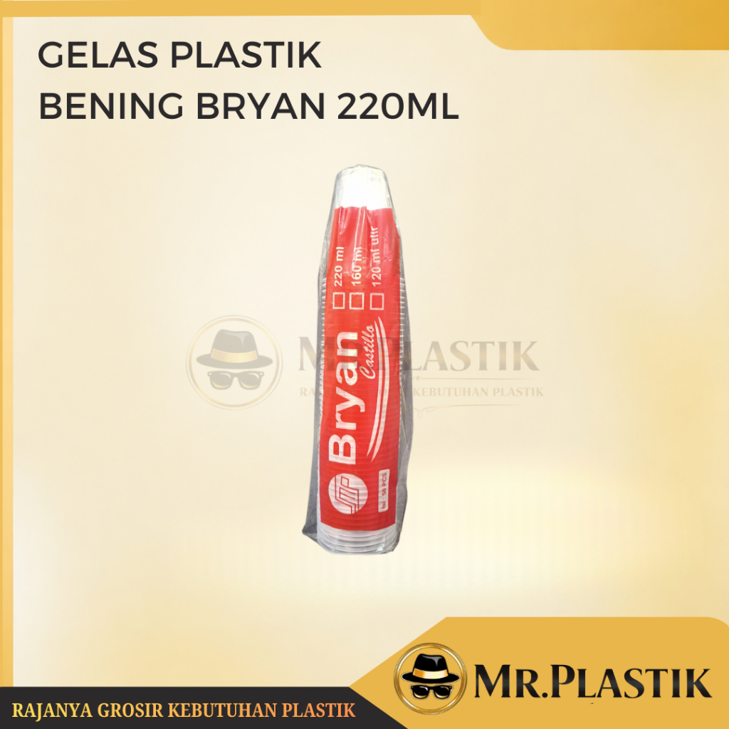 Gelas Aqua Plastik Bening 220ml Isi 50pcs | Gelas Kopi | Gelas Aqua Bryan Isi  50pcs