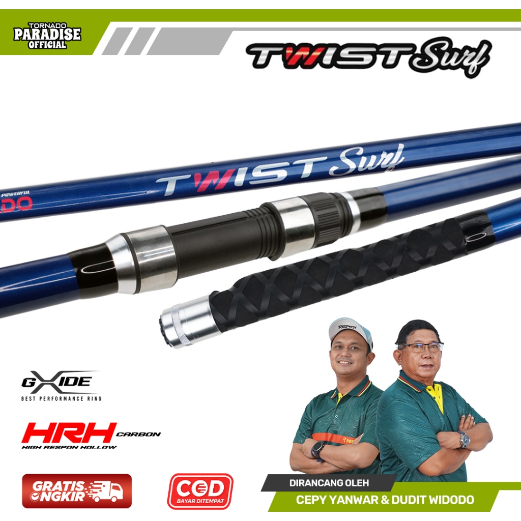 Joran Pancing Casting Tornado Twist Surf HRH Carbon 390 / 420 / 450cm – Ring Guide Tornado Reel Seat