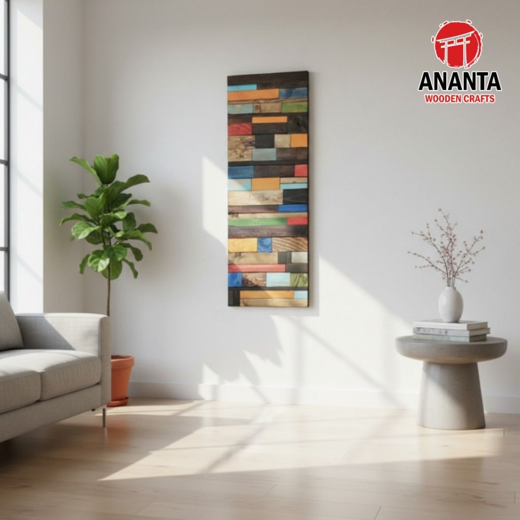 mozaik kayu dekorasi dinding kombinasi warna