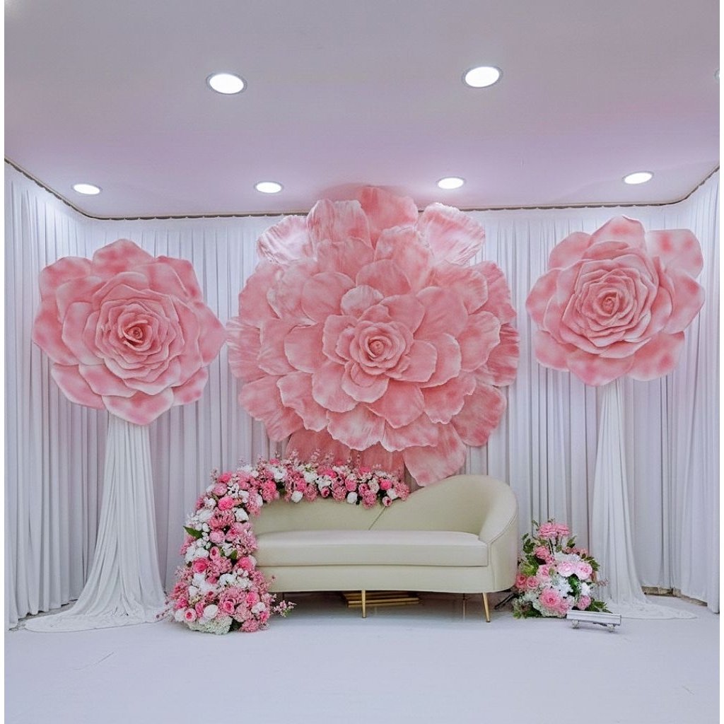 Backdrop Bunga Hias Giant Flower/ Backdrop Wedding Dekorasi / Even Organizer / Studio Photo