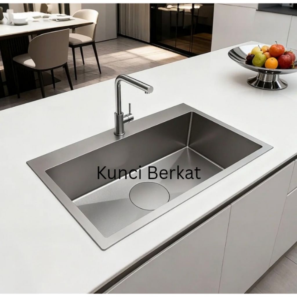 Kitchen Sink 1 lubang Minimalis 7545/Bak Cuci Piring/1 Bowl/Bak Cuci Piring 7545 Hitam Stainless