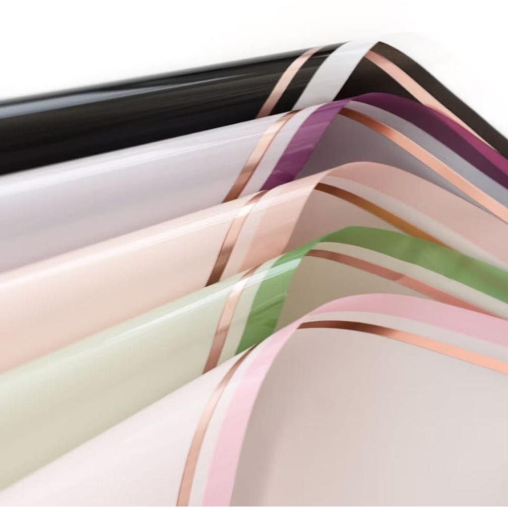 Kertas buket cellophane Double line gold