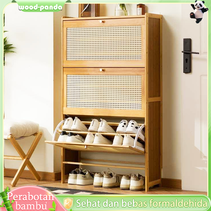 Lemari Sepatu Tertutup Rak Sepatu Kayu Lemari Sepatu Minimalis Multilayer Rak Sepatu Tertutup