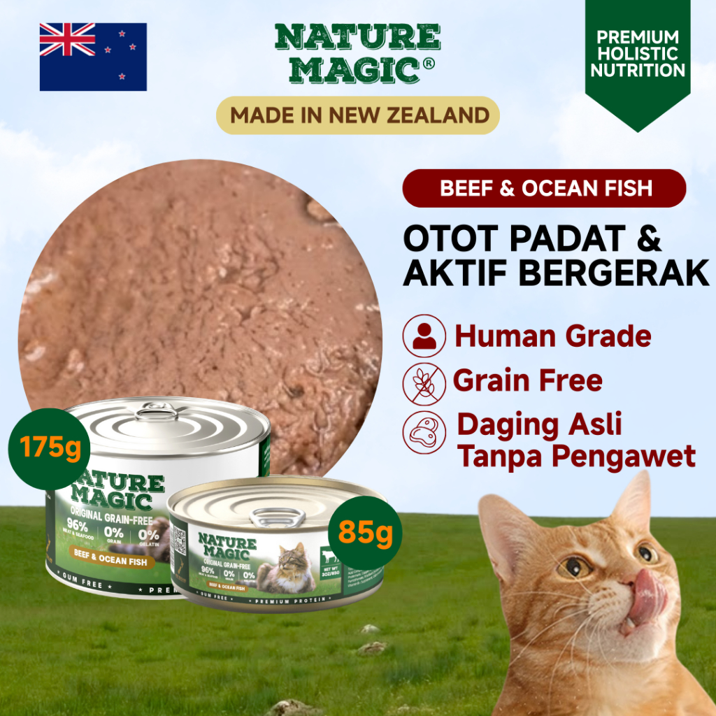 Nature Magic Cat Food Wet Food Grain Free Beef & Ocean Fish New Zealand Makanan Kucing Basah Premium