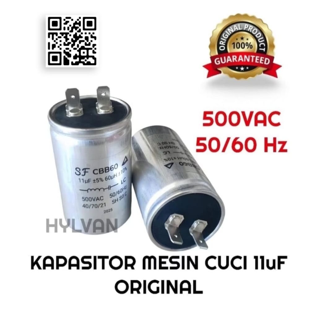 KAPASITOR MESIN CUCI 1 TABUNG SANYO POLYTRON SHARP DSB 11 uF ORIGINAL