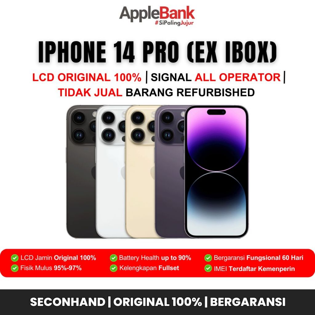 iPhone 14 Pro 128GB 256GB Garansi 60 Hari | Mulus | Fullset | Original 100% | No Rekondisi | Ex iBox