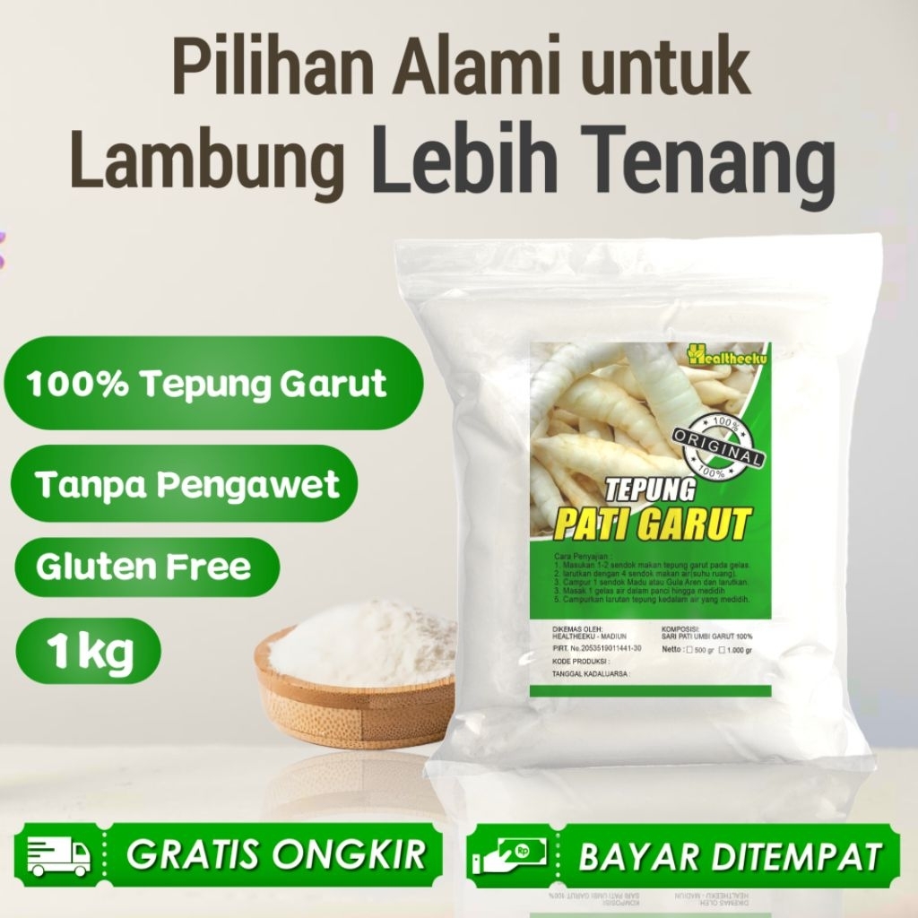 TEPUNG PATI GARUT 1 Kg - 100% PATI GARUT ASLI | KWALITAS PREMIUM | TEPUNG GARUT | IRUT | ARROWROOT |