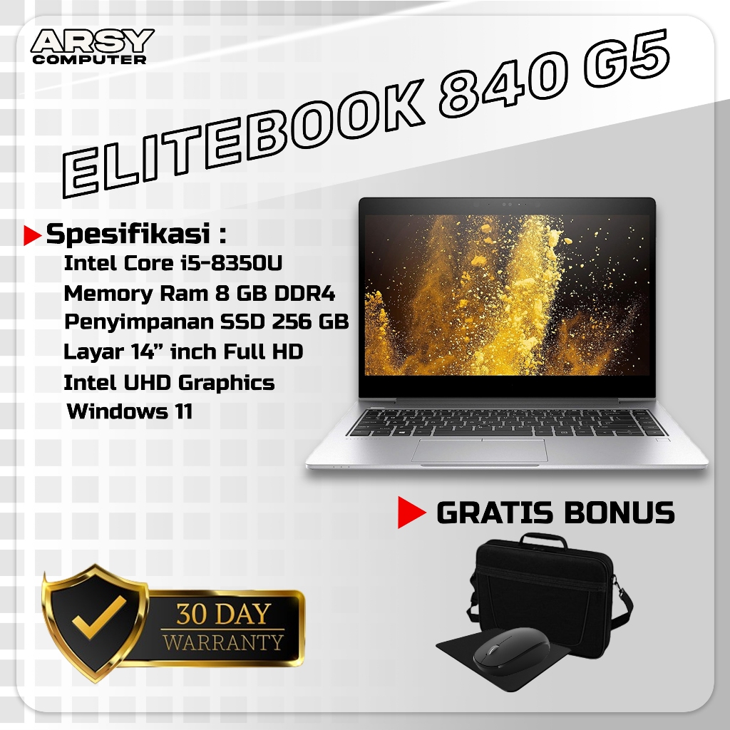 Hp Elitebook 840 G5 intel Core i5-8350U 8GB 256GB 14"inch Windows 11