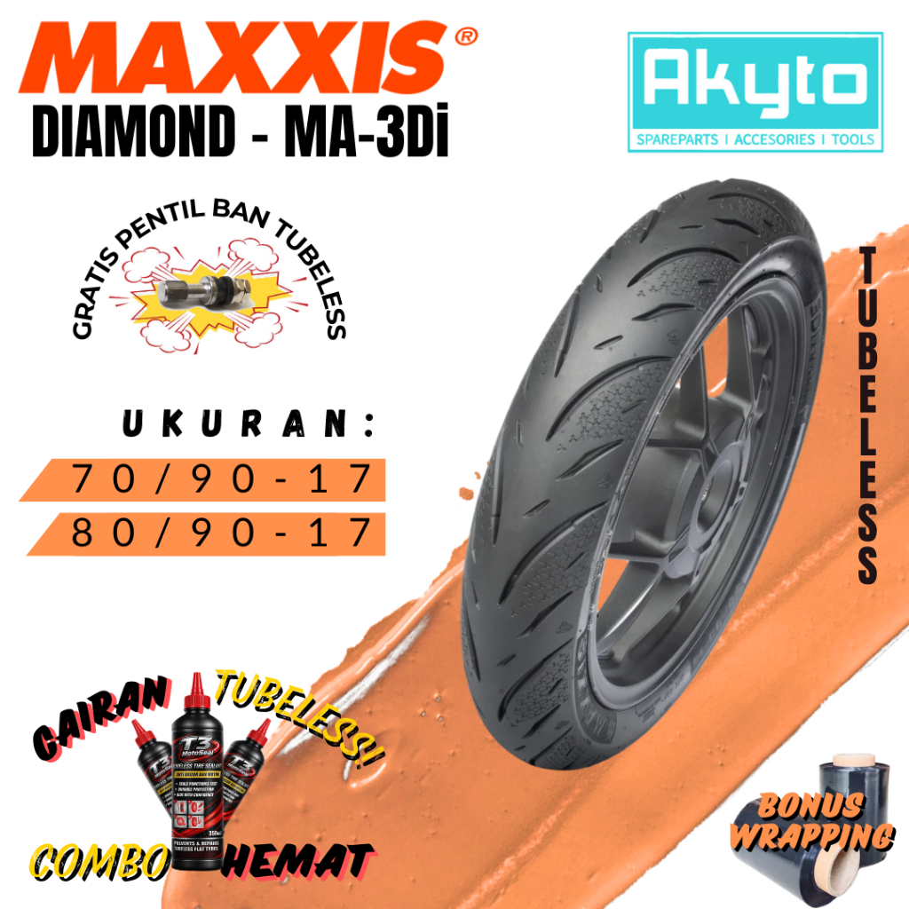 [TUBELESS RING 17] MAXXIS MA-3Di  / 3DIAMOND / BAN TUBELESS MOTOR R17 / BAN MOTOR BEBEK HARIAN 3Di