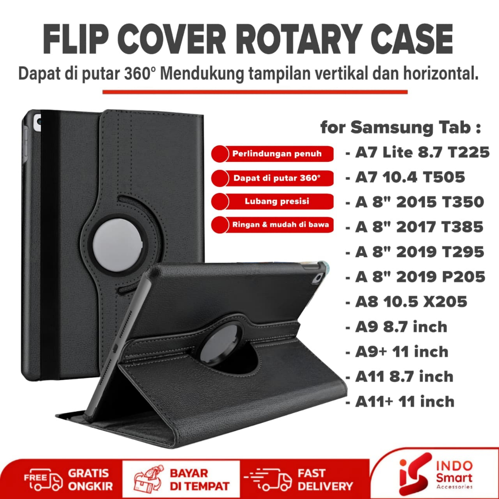 Case Samsung Galaxy Tab A7 Lite | Tab A7 | Tab A8 | Tab A9 | Tab A11 - Flip Cover Casing Rotary