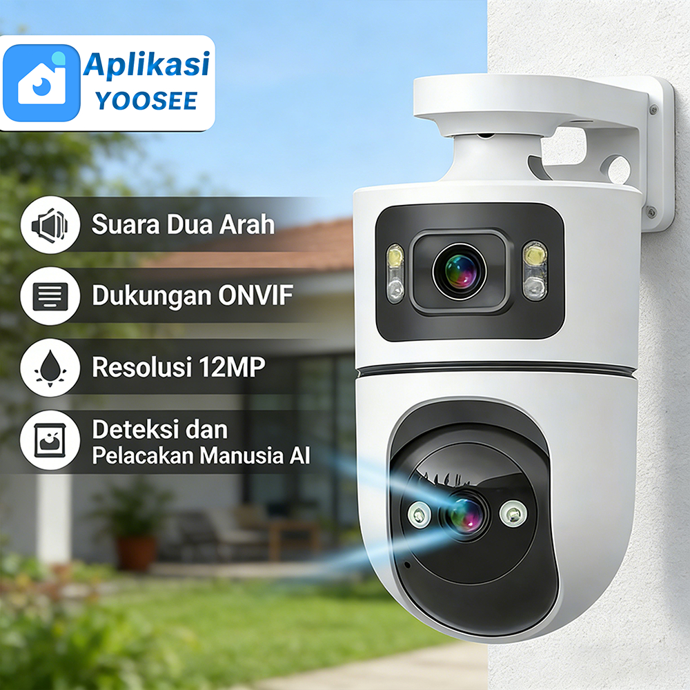 Yoosee CCTV 2 Lensa 4K WIFI Peringatan deteksi gerakan AI Notifikasi Push Aplikasi 360 PTZ