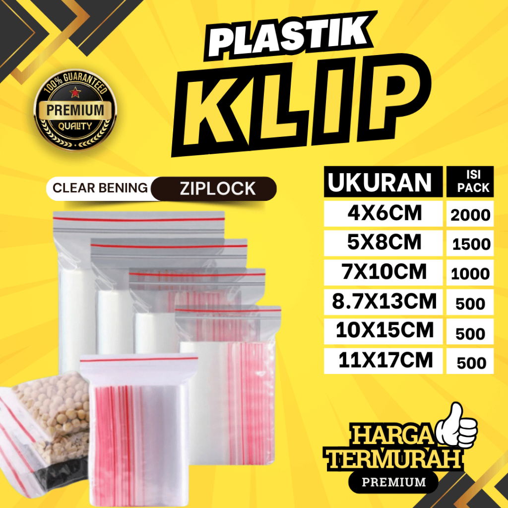 Plastik Klip ZipLock Bening /Plastik Packing Makanan/Zipper Bag/Plastik food grade