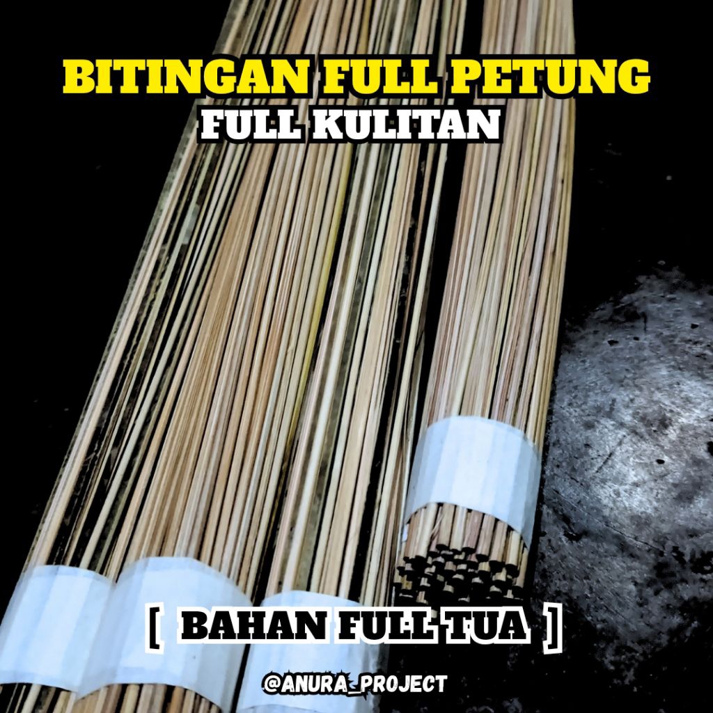 BAMBU RUJI LAYANGAN FULL PETUNG, BITINGAN BAMBU PETUNG FULL KULITAN 100 PASANG