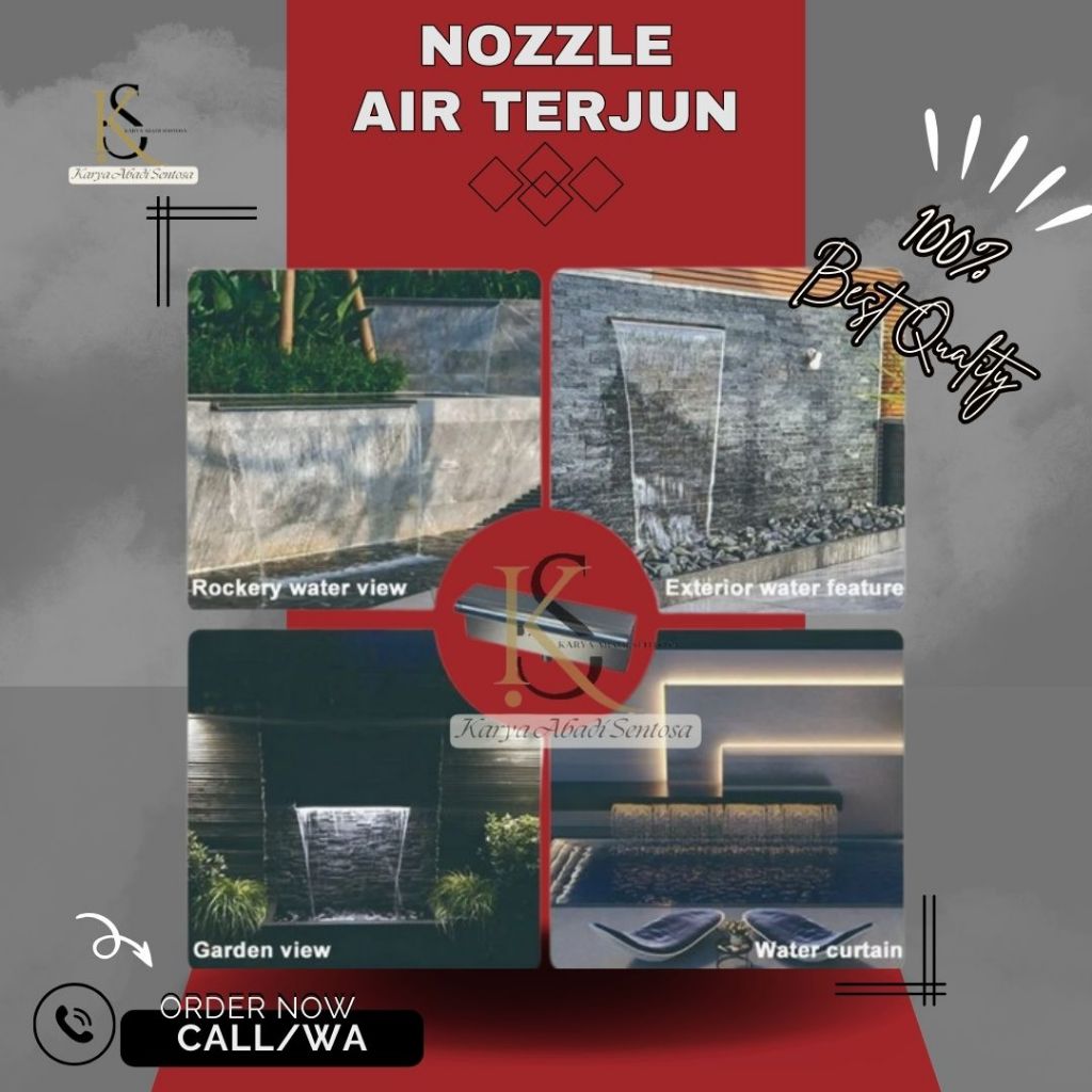 Kolam Renang Peralatan Stainless Steel Air Terjun Dinding 120 cm