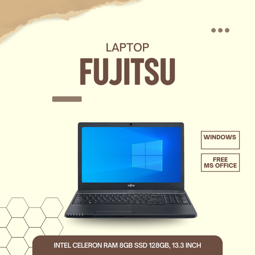 Laptop Fujitsu | Intel Celeron 8 GB RAM  SSD 128 GB 13.3'Inch | Laptop Under 1JT| Laptop Second berk