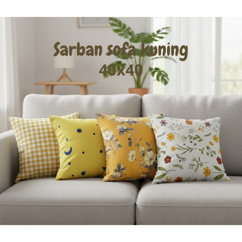 Shafiyyah.sarban (Set Kuning) Sarung Bantal Sofa 40x40