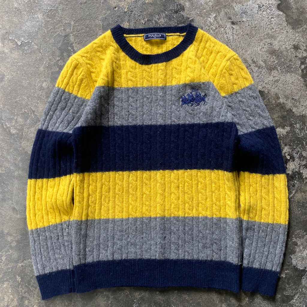 Polham Stripe Cable Knit Sweater scnd prlvd original Knitwear
