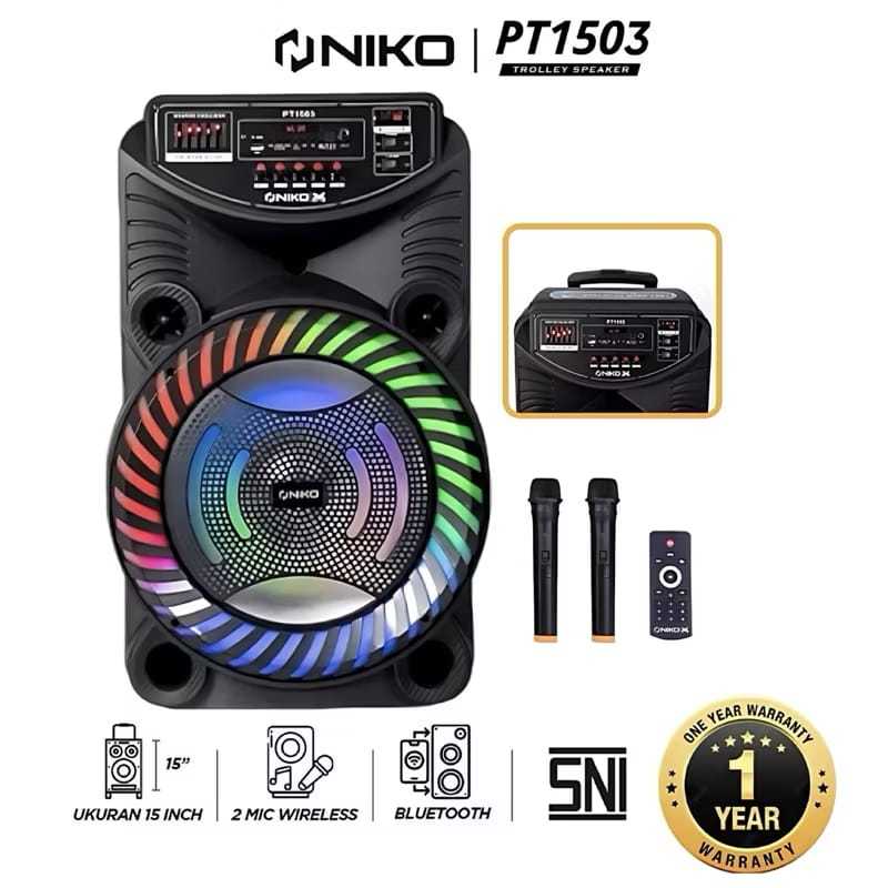 SPEAKER NIKO 15 INCH. SPEAKER NIKO PT1501 SPEAKER BLUETOOTH. SPEAKER KARAOKR