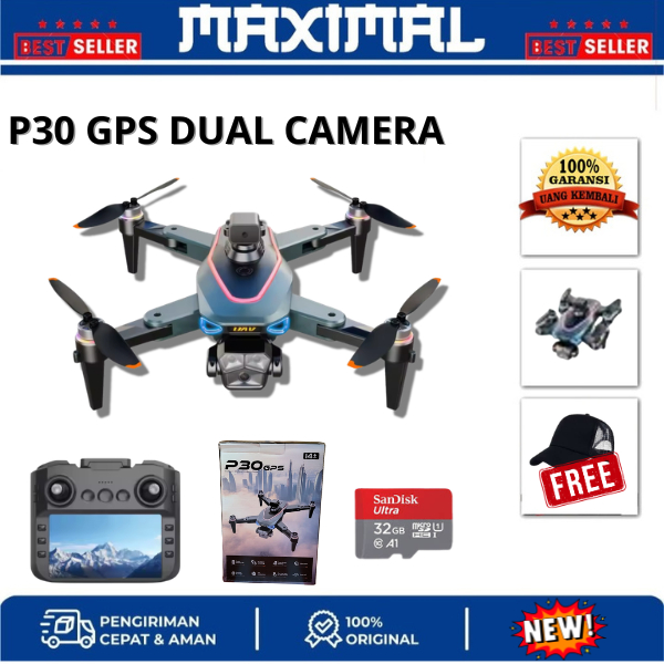 Drone P30 GPS 8K Dual Camera 5G Laser Anti Tabrak 4.5inch Rc Screen Remote Control RC Toys Vs Drone 