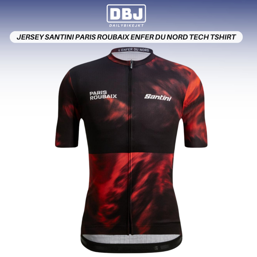 SANTINI Jersey Paris Roubaix Enfer Du Nord Tech T-Shirt - Baju Sepeda Jersey Roadbike