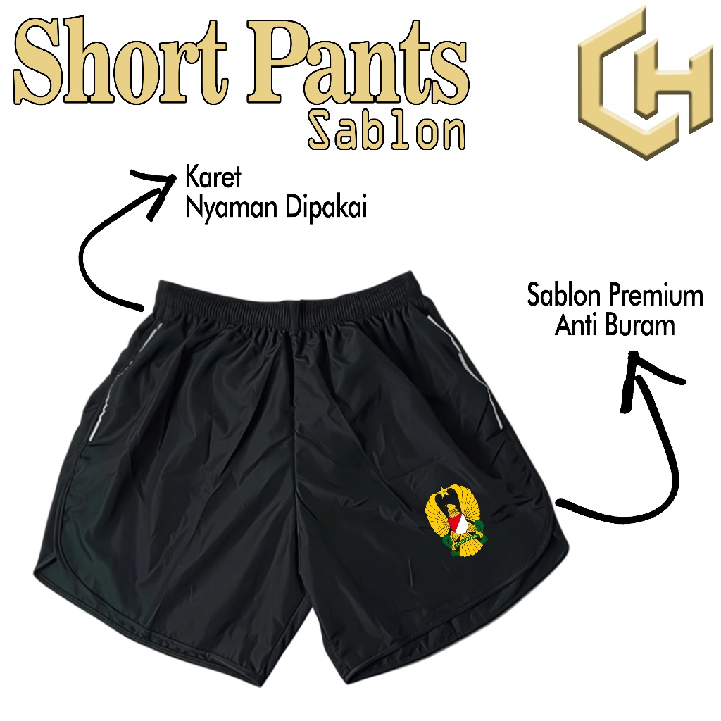 CH ATRIBUT - Celana Lari Celana Olahraga Pendek Sablon Motif TNI AD