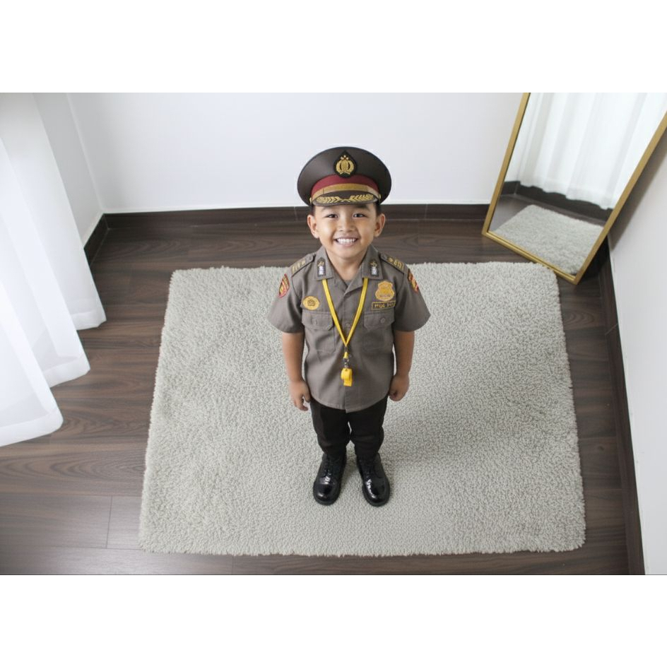 seragam baju polisi anak lengkap kostum polisi anak laki perempuan set baju polisi anak tk