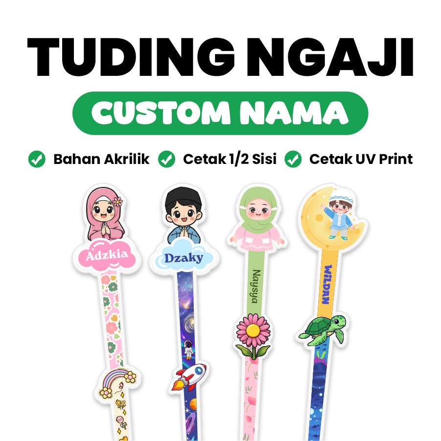 TUDING NGAJI AKRILIK CUSTOM NAMA / KALAM NGAJI AKRILIK / TUDING NGAJI KARAKTER