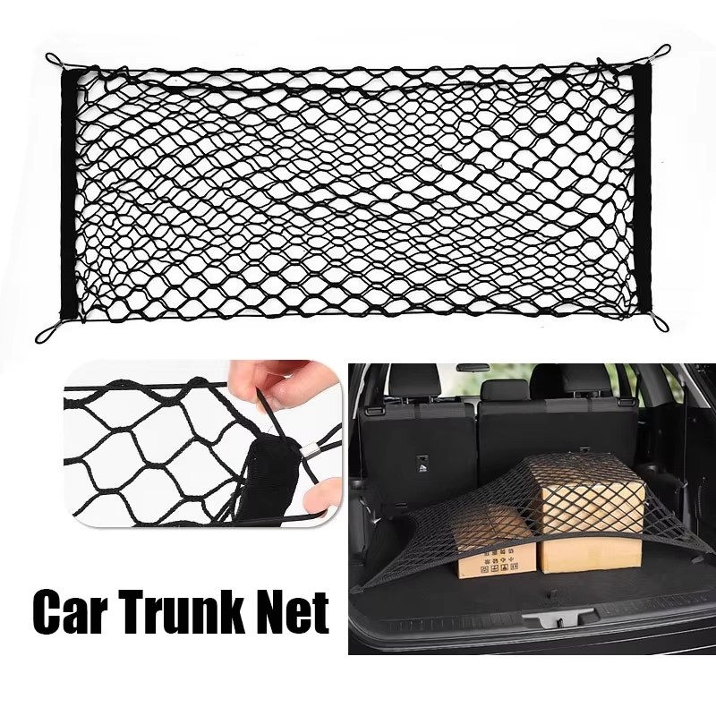 Jaring Bagasi Mobil 110x60 Cargo Net Universal Pengaman Barang Mobil Belakang Single Layer Car Trunk Organizer Elastis Nilon Aksesoris Interior Mobil Penahan Barang Anti Slip Net Storage Gantungan Hook Baut Bening Kuat Bagasi Rapi Murah Awet Multifungsi