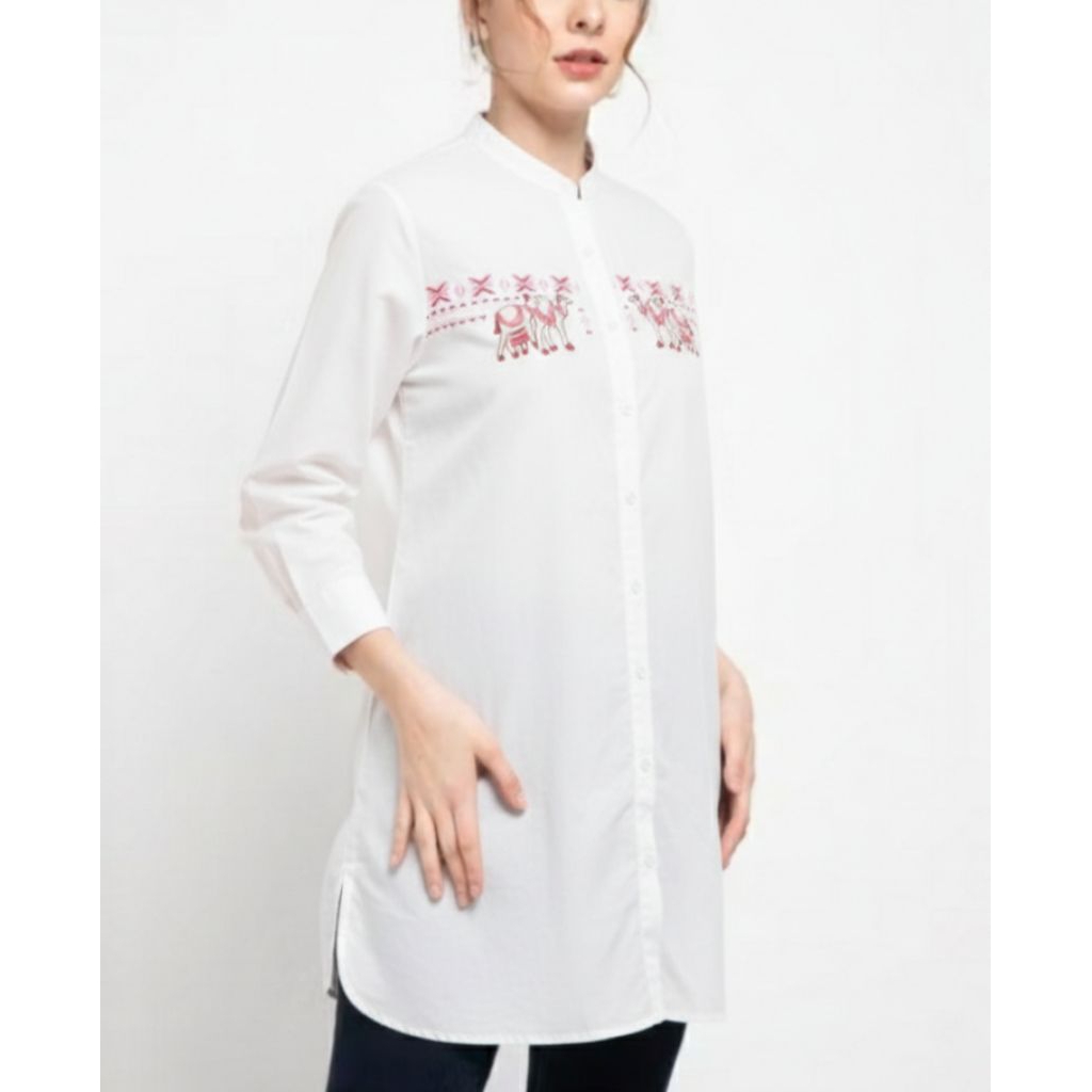 Nevada Long Sleeve Shirt Atasan Kemeja Embroidery Blouse Wanita Baju Bordir Lengan Tangan Panjang Pa