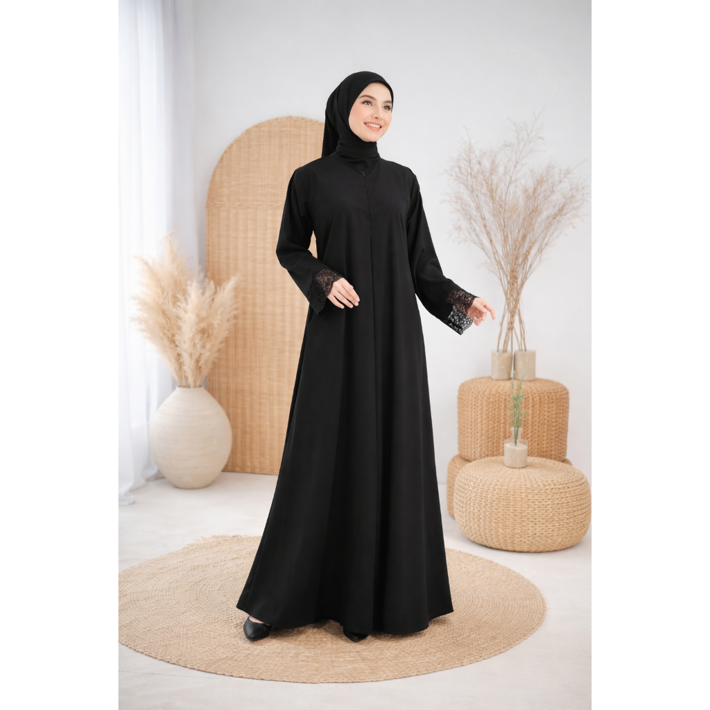 Gamis Ameena Wolfis Premium Dress Syar'i Polos Terbaru Lebaran 2025 Viral Baju Muslim Remaja Mewah