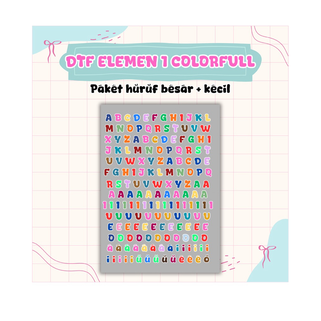 Stiker huruf dtf/stiker huruf webbing/stiker sablon