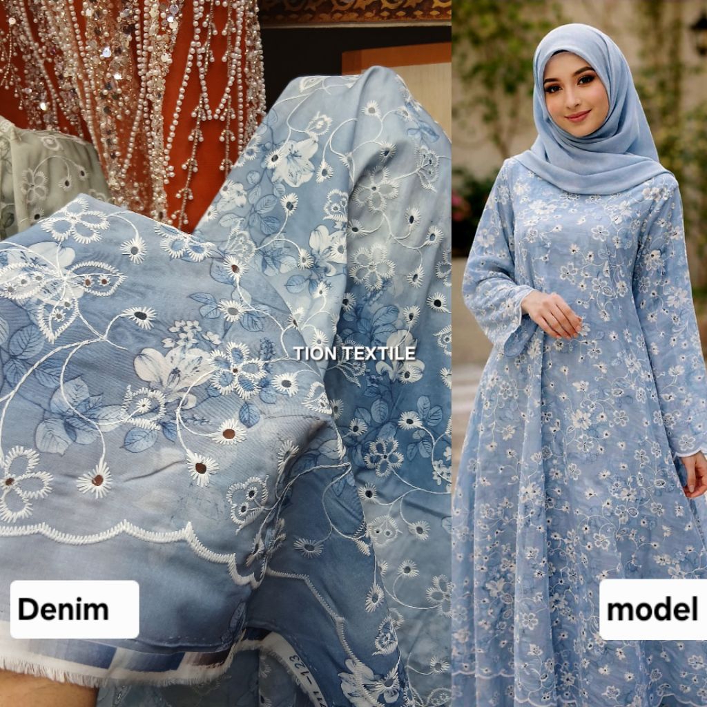 Kain bahan katun bordir bolong / Kain katun bordir bolong halus premium import