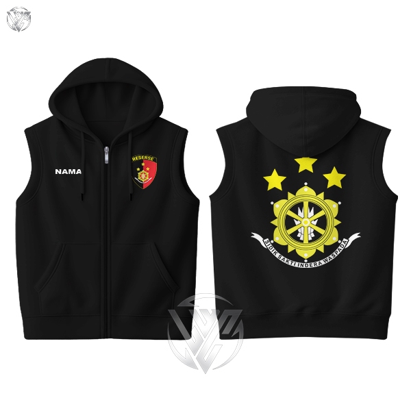 Rompi Vest Zipper Reserse Polri Indonesia Jaket Zipper Hitam