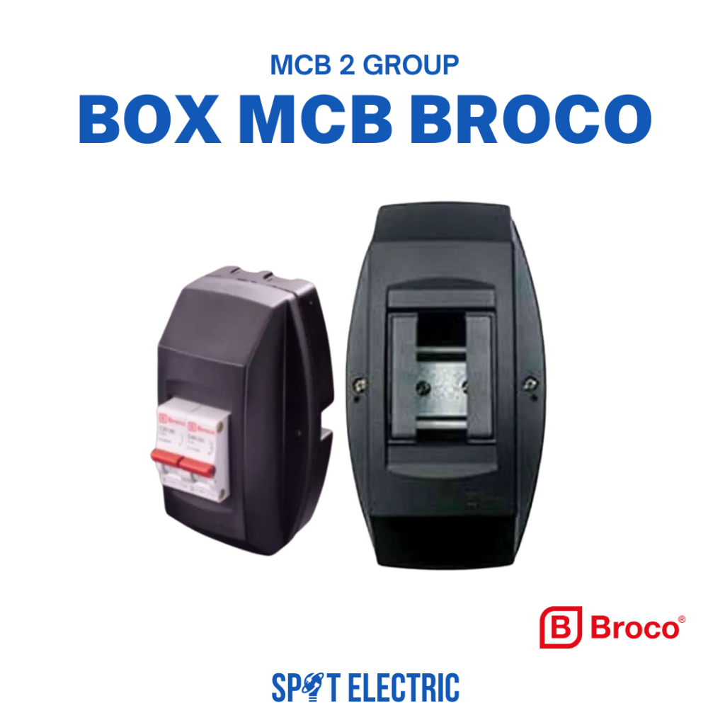 Box MCB BROCO 2 Group Original | Box Panel Listrik 2 Jalur, Tempat MCB Hitam