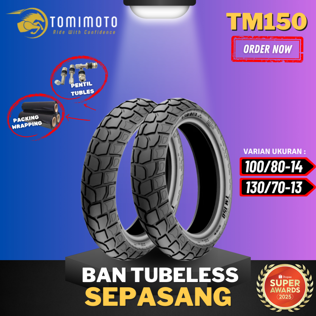 [SEPASANG MURAH] BAN TOMIMOTO RING 13 TM150 / BAN TOMIMOTO ON/OFF ROAD (100/80-14 / 130/70-13) / BAN