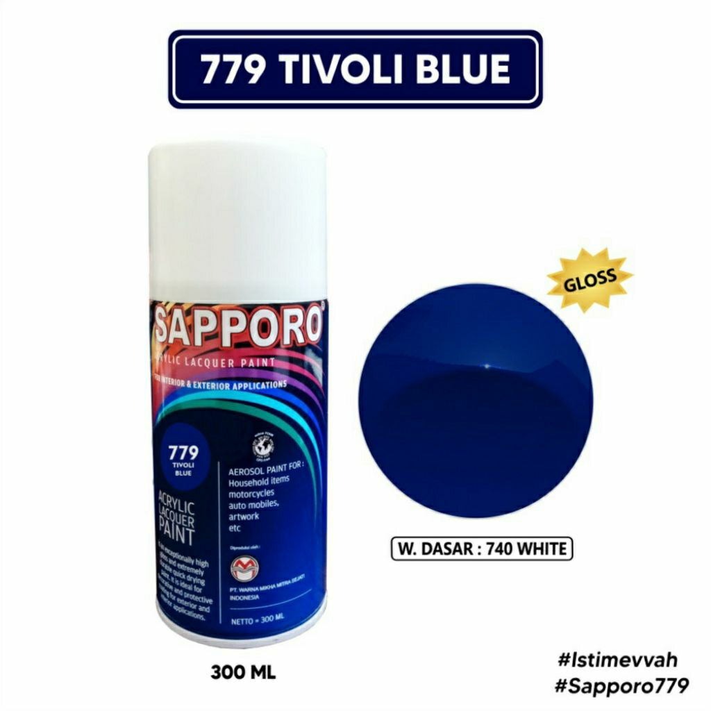 #MAU# Cat Semprot Sapporo Paket Lengkap Tivoli Blue 779 (768,740,779,7540) Biru Dongker Solid Kilap 