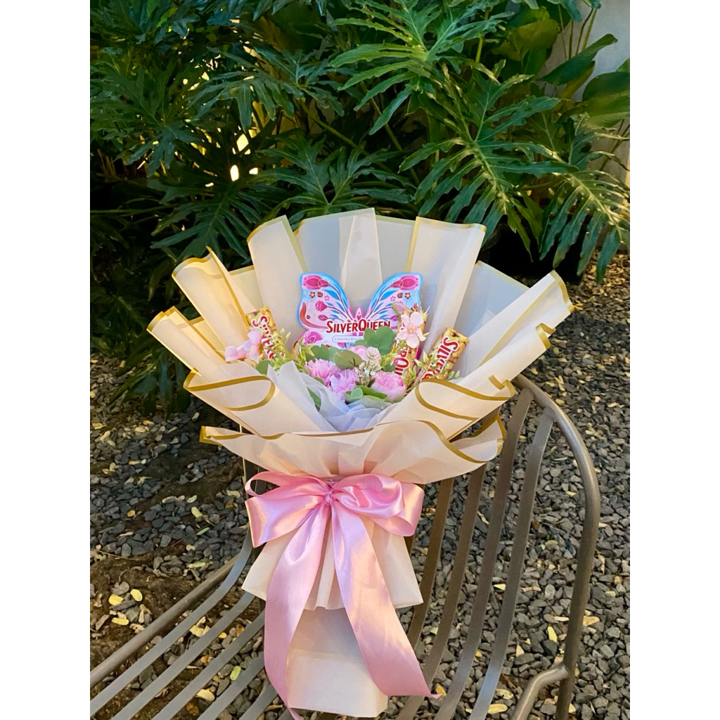 Buket Cokelat Silverqueen Beruang | Buket Valentine | Buket Cokelat Murah