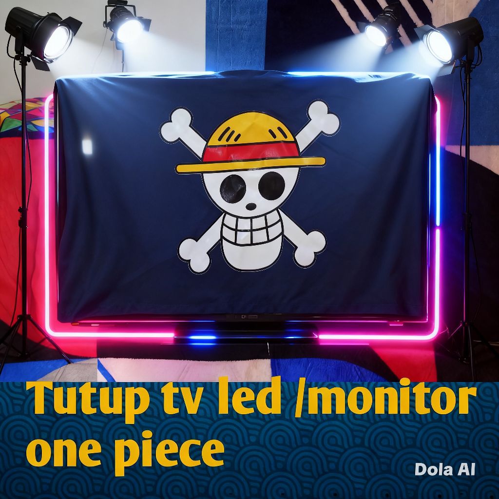 Sarung Tutup /Bando  TV LED LCD Layar Monitor 32 inch Gambar karakter  One piece