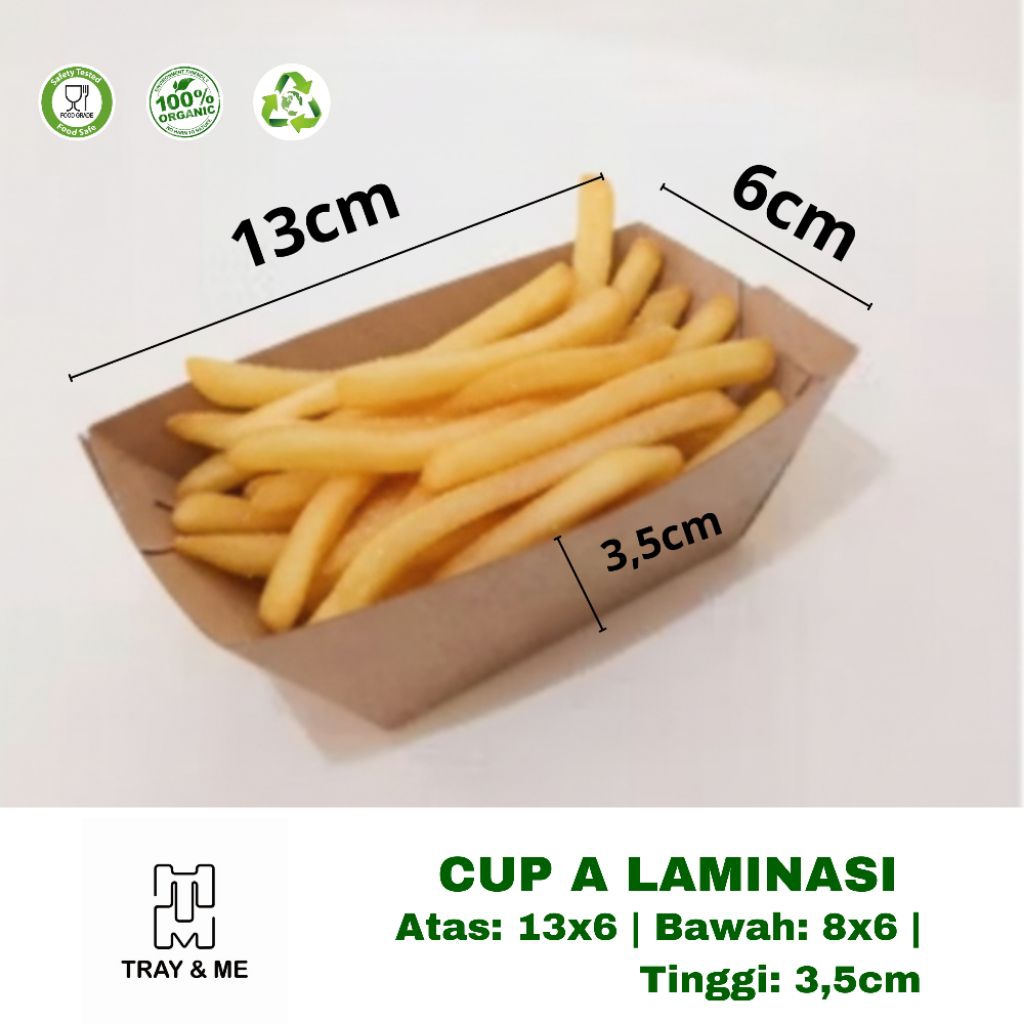 (100pcs) Cup Kentang A Polos (LAMINASI)/ Kotak Cup Kentang / Food Paper tray / Kotak toast / Kotak S