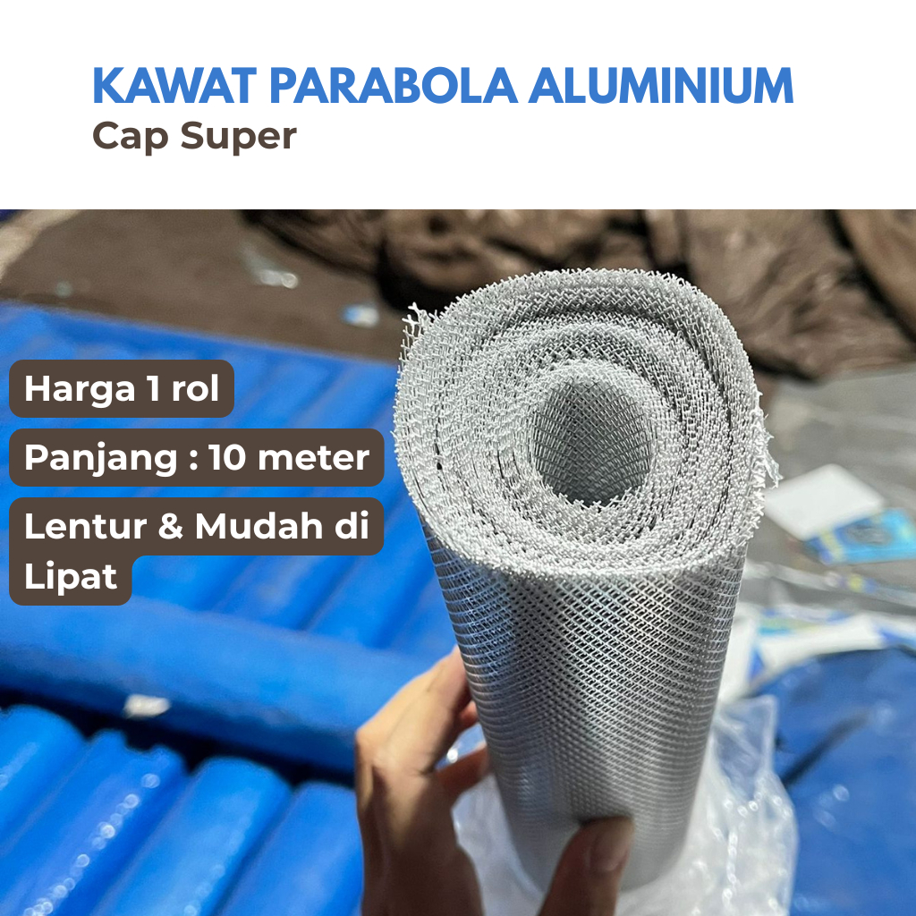 Kawat Nyamuk Parabola Aluminium Baja Putih 1 Rol