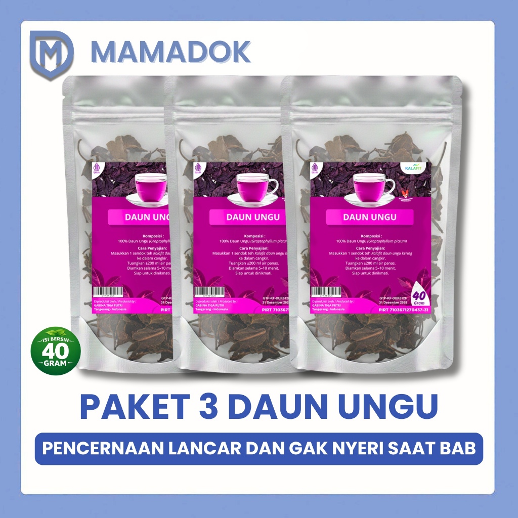 PAKET 3 Daun Ungu Handeleum Herbal untuk Ambeien 40 gram