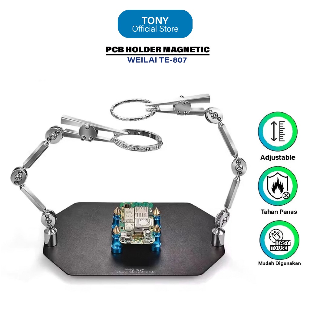 WEILAI PENJEPIT PCB & KACA PEMBESAR  TE-807 ORIGINAL - PCB HOLDER MULTIFUNGSI - RAGUM JEPIT PCB HOLD