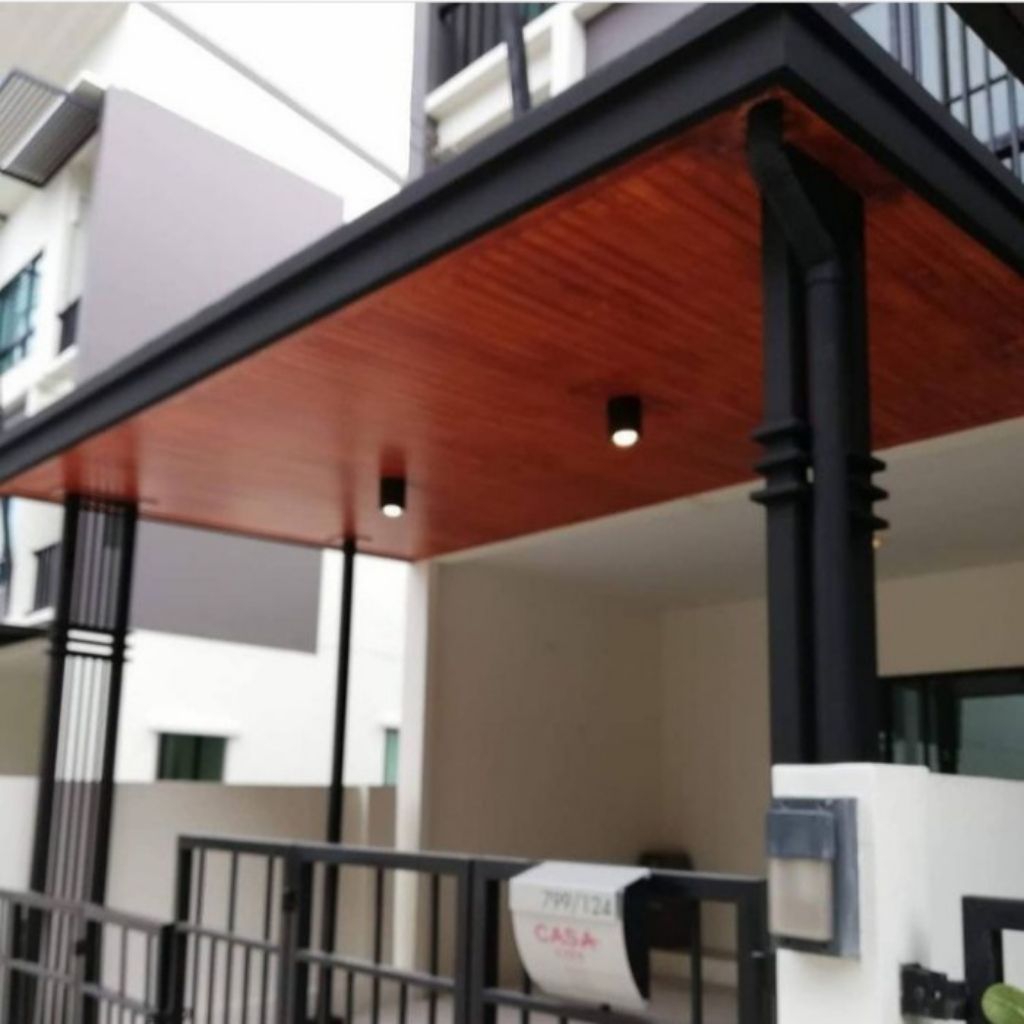 kanopi rangka besi atap alderon dan plafon pvc mewah murah