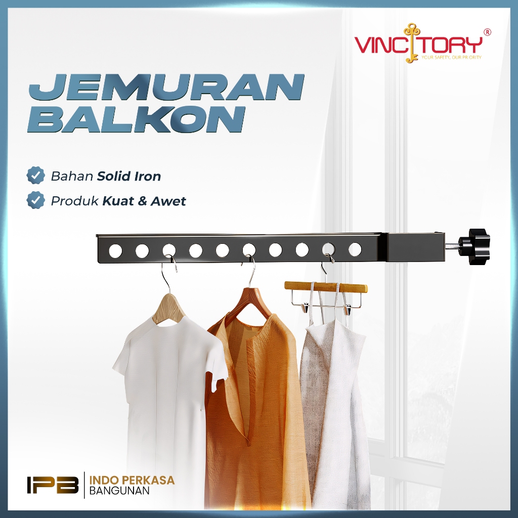 Jemuran Balkon Dinding Besi Kuat & Awet | Gantungan Baju Lipat Hemat Tempat | Jemuran Apartemen Mini