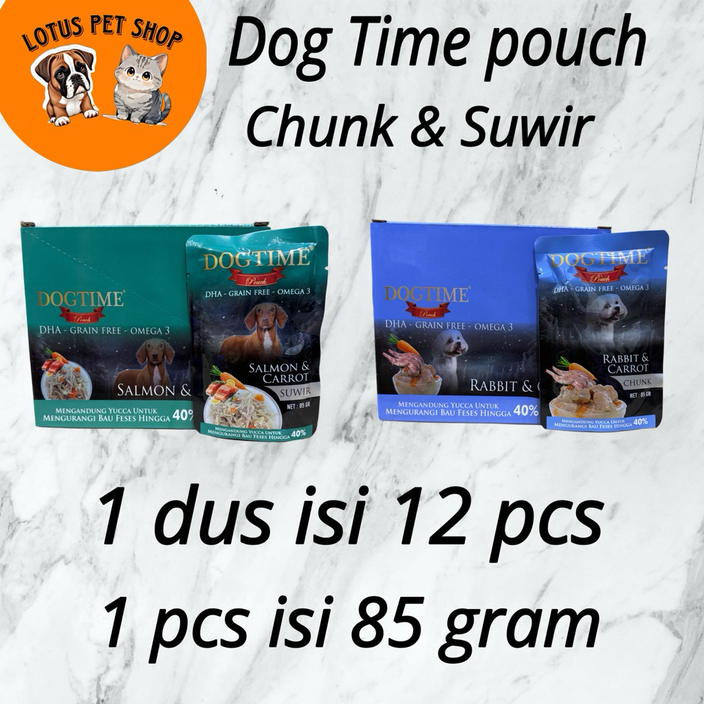 Grosir DogTime Pouch 1Dus isi 12 Pcs Dog wet Food Makanan Basah Anjing