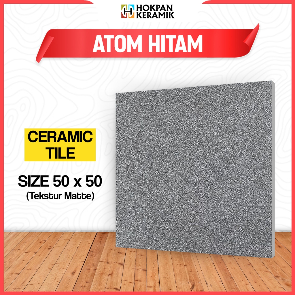 Keramik Lantai Motif Atom Hitam Ukuran 50x50 Matte - Hokpan Keramik
