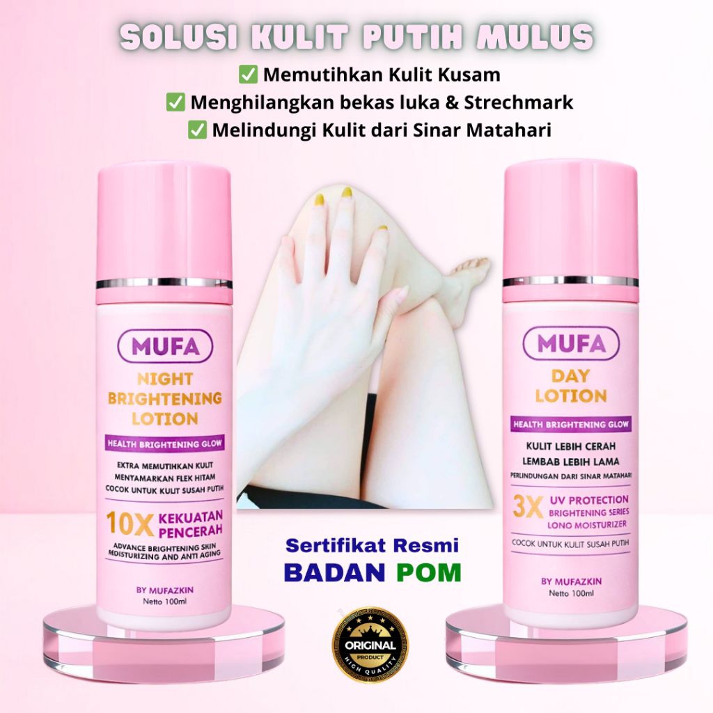MUFA Handbody Pemutih Kulit Cepat & Aman Bpom | Hb Pemutih Badan Kulit Cerah Alami | MUFA Lotion Pem