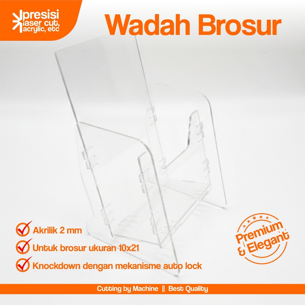 Wadah Brosur 1/3 A4 Akrilik / Rak Brosur Akrilik Knockdown